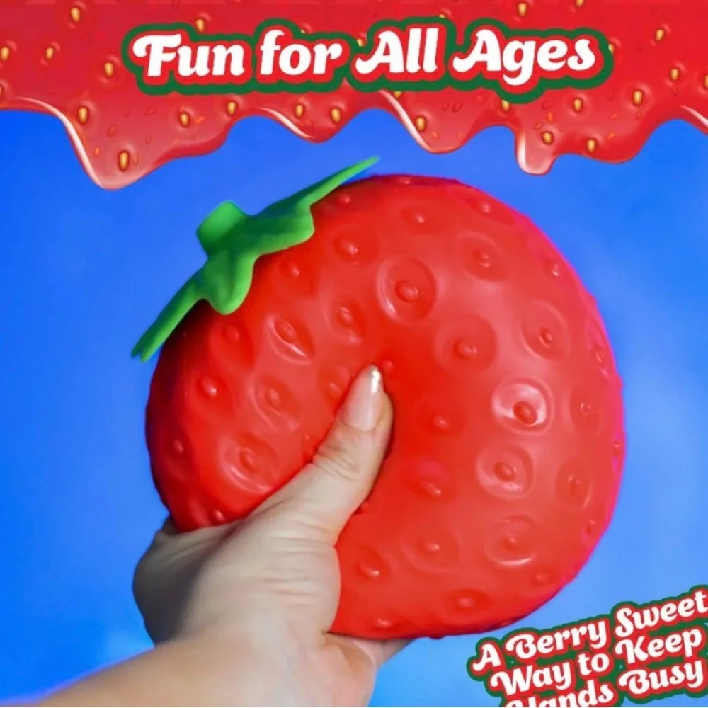 Super VIRAL & HARD find..Squeeze Strawberry Stress Relief Squishy Toy - Red